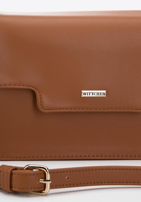 Women's faux leather flap bag, brown, 97-4Y-601-N, Photo 4