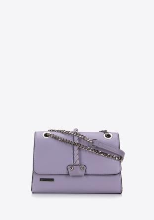 Faux leather flap bag with braided detail, violet, 98-4Y-608-V, Photo 1