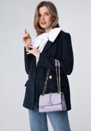 Faux leather flap bag with braided detail, violet, 98-4Y-608-0, Photo 15
