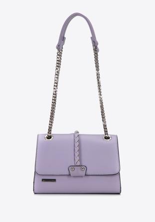 Faux leather flap bag with braided detail, violet, 98-4Y-608-V, Photo 1