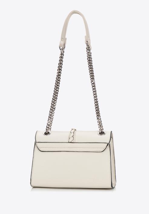 Faux leather flap bag with braided detail, ecru, 98-4Y-608-0, Photo 3