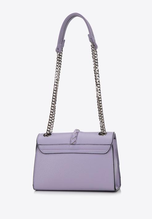 Faux leather flap bag with braided detail, violet, 98-4Y-608-0, Photo 3