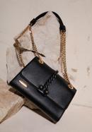 Faux leather flap bag with braided detail, black, 98-4Y-608-Y, Photo 35