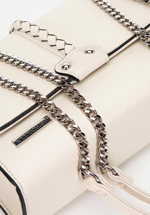 Faux leather flap bag with braided detail, ecru, 98-4Y-608-0, Photo 5