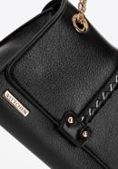 Faux leather flap bag with braided detail, black, 98-4Y-608-Y, Photo 5