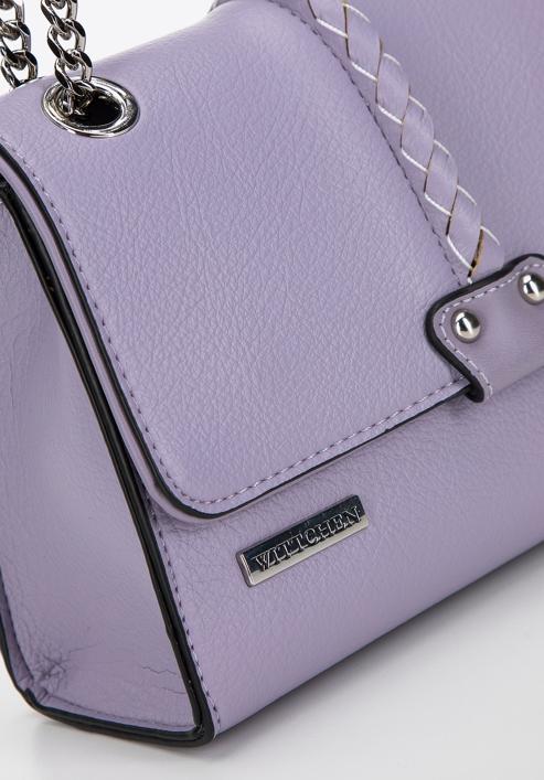 Faux leather flap bag with braided detail, violet, 98-4Y-608-1, Photo 5