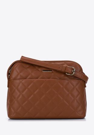 Women's quilted faux leather crossbody bag, brown, 97-4Y-618-5, Photo 1