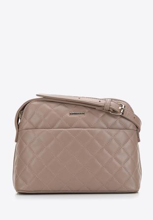 Women's quilted faux leather crossbody bag, beige, 97-4Y-618-9, Photo 1