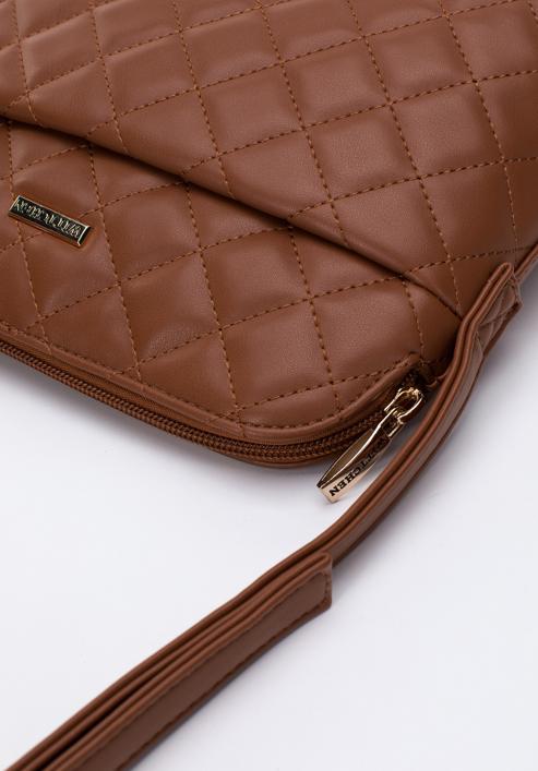 Women's quilted faux leather crossbody bag, brown, 97-4Y-618-9, Photo 4