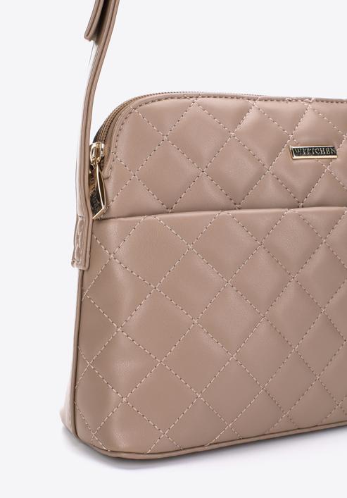 Women's quilted faux leather crossbody bag, beige, 97-4Y-618-9, Photo 4