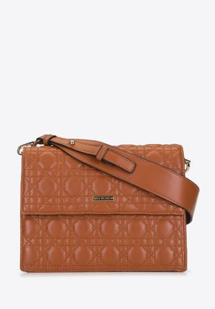 Faux leather quilted flap bag, cognac, 93-4Y-544-5, Photo 1