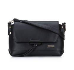 Women's small faux leather flap bag, black, 94-4Y-009-1, Photo 1