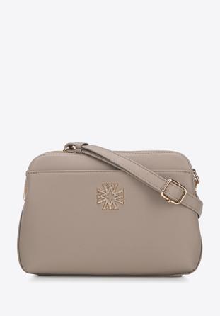 Faux leather cross body bag with pebbled texture, beige, 95-4Y-035-8, Photo 1