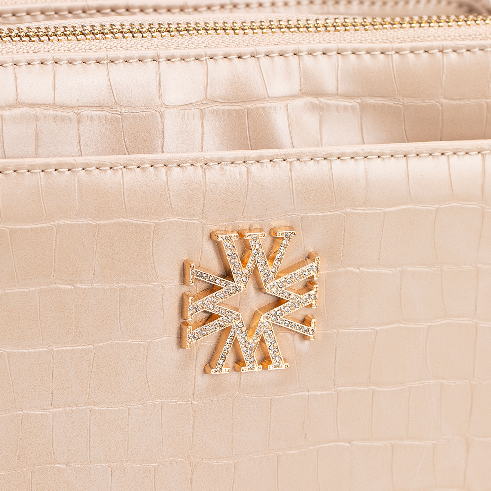 Béžová trojkomorová crossbody kabelka z imitácie kože 29-4Y-017-B9, Vyberte variant béžová