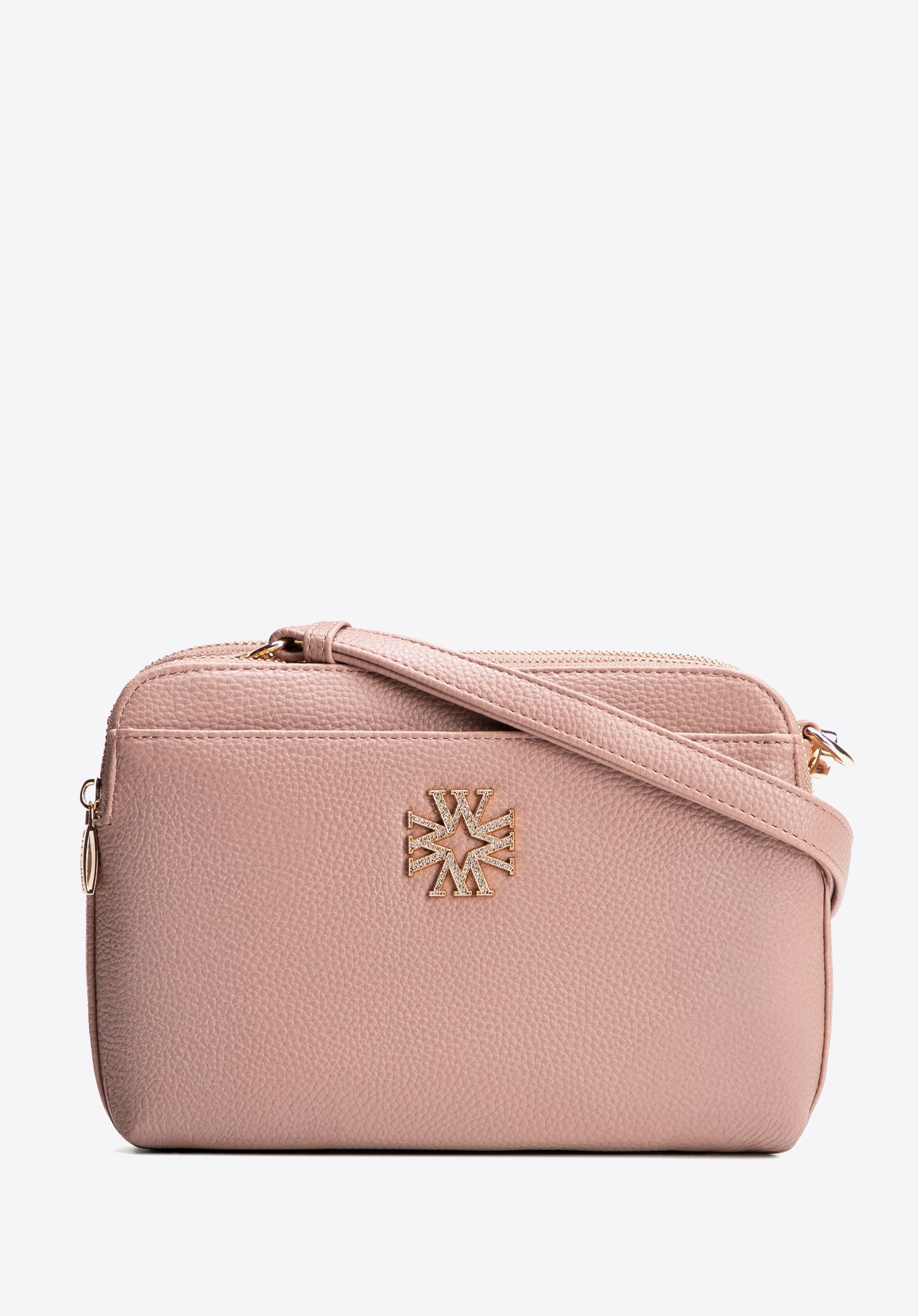 Damska listonoszka z imitacji skóry trójkomorowa, różowy, 29-4Y-016-B55, Zdjęcie 1