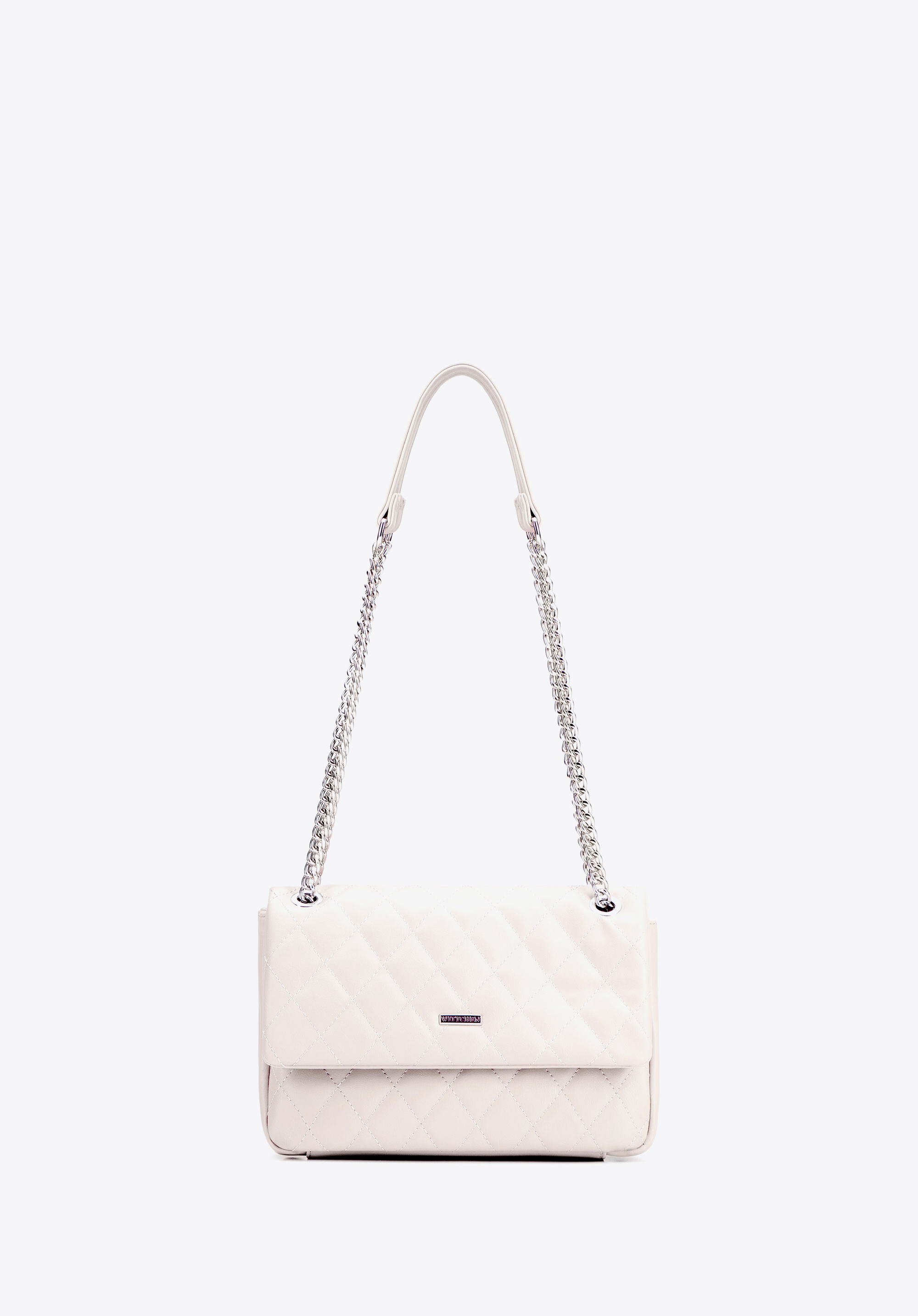 Women's faux leather quilted flap bag, off white, 100-4Y-229-0, Photo 1