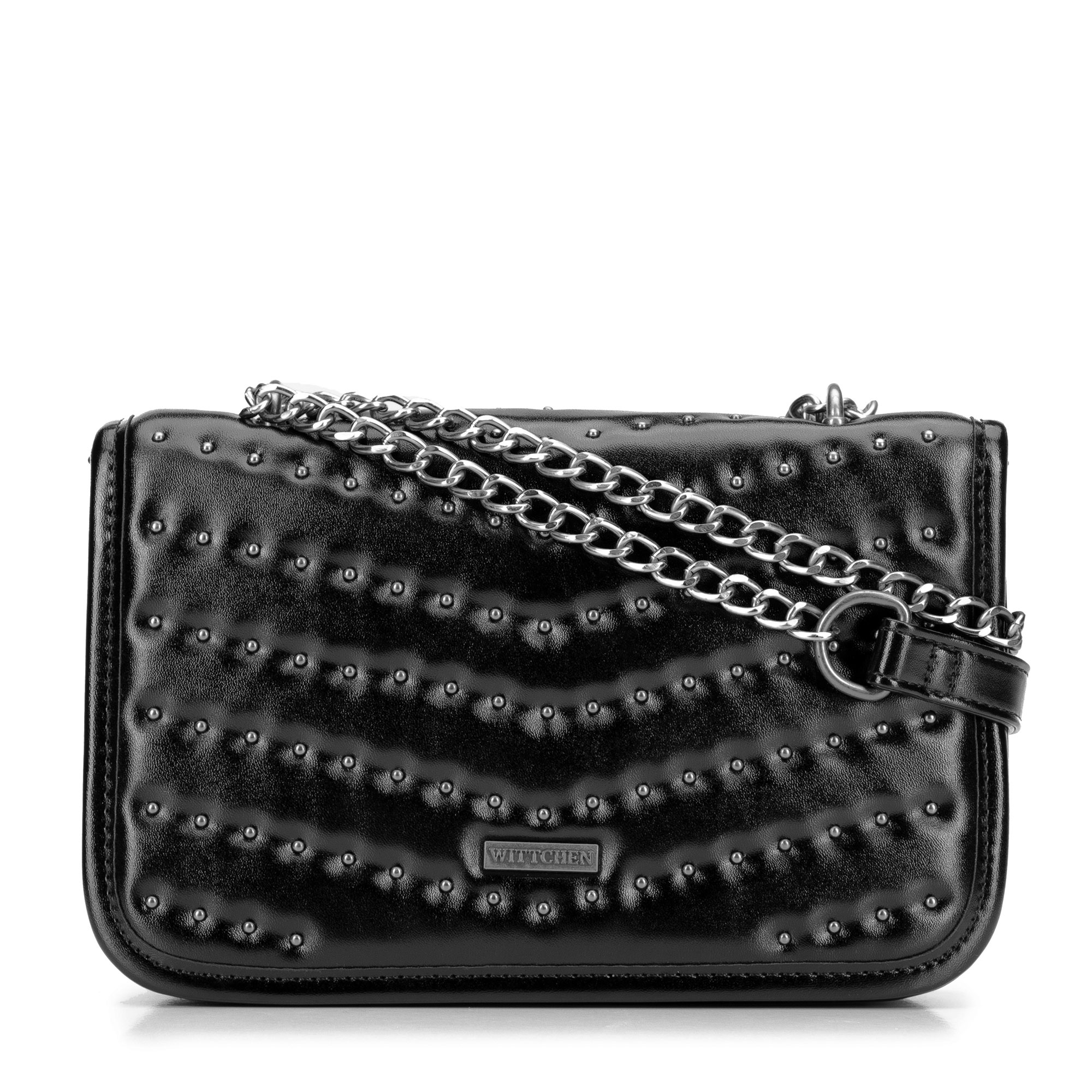 Čierno-grafitová crossbody kabelka z imitácie kože s retiazkou a ozdobnými cvokmi 101-4Y-428-G1, Vyberte variant čierno-grafitová
