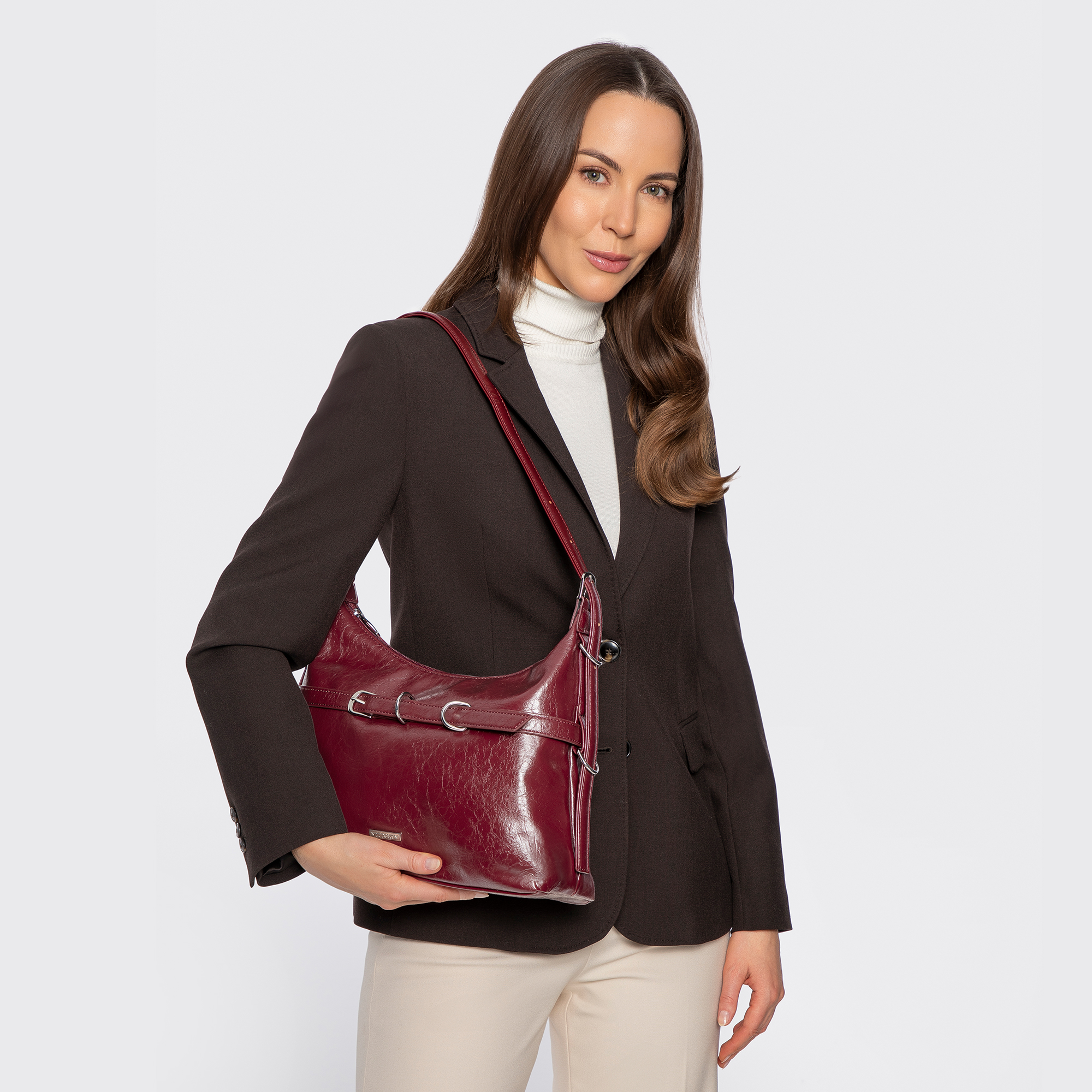 Bordová crossbody kabelka z imitácie kože 101-4Y-406-3, Vyberte variant bordová