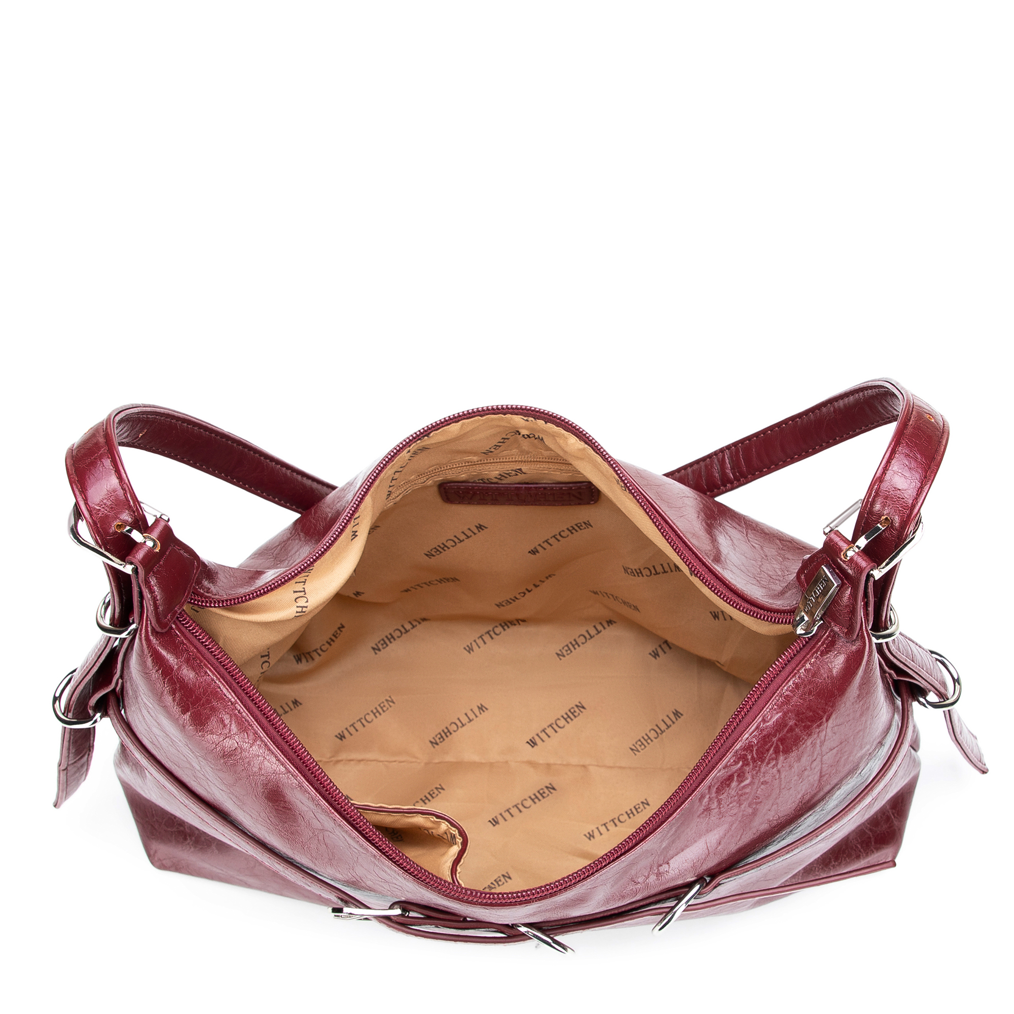 Bordová dámska crossbody kabelka Wittchen z imitácie kože, Vyberte variant bordová