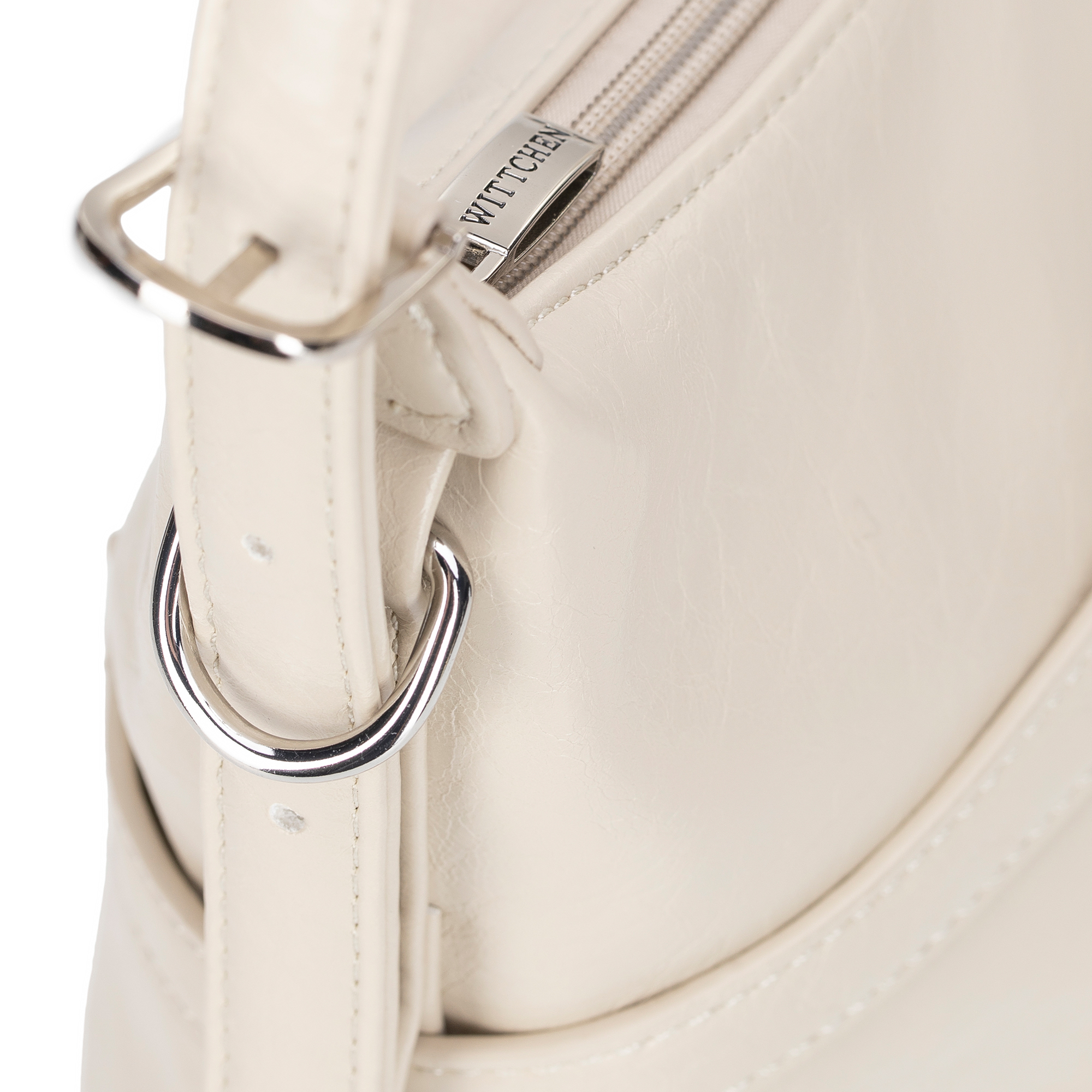 Krémová dámska crossbody kabelka Wittchen z imitácie kože s moderným vzhľadom, Vyberte variant krémová