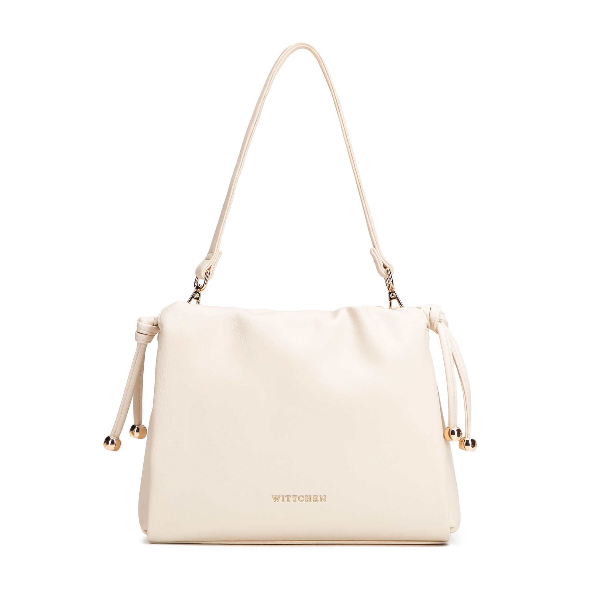 Krémová crossbody kabelka z imitácie kože so šnúrkami 102-4Y-406-0, Vyberte variant krémová