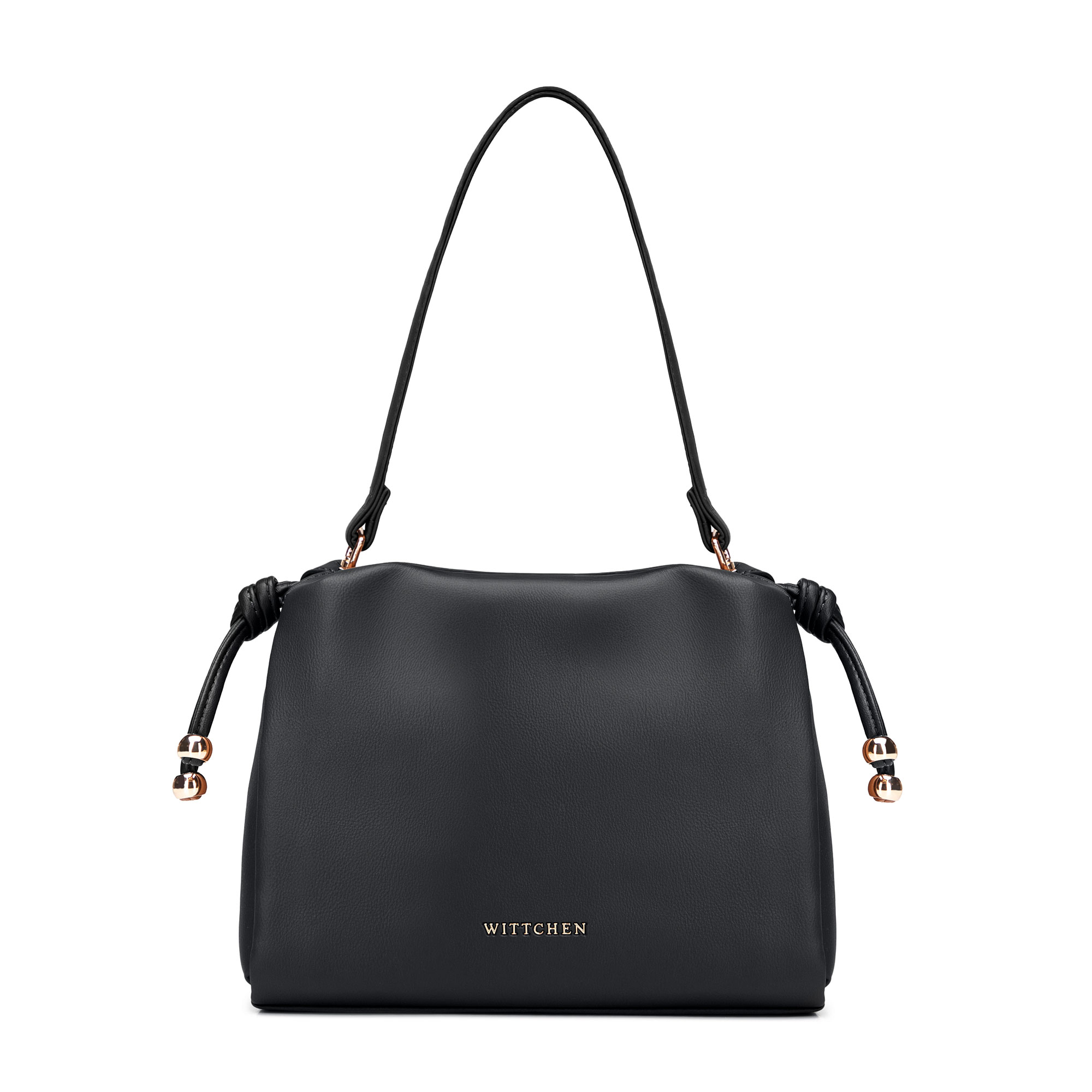 Čierna crossbody kabelka z imitácie kože so šnúrkami 102-4Y-406-1, Vyberte variant čierna