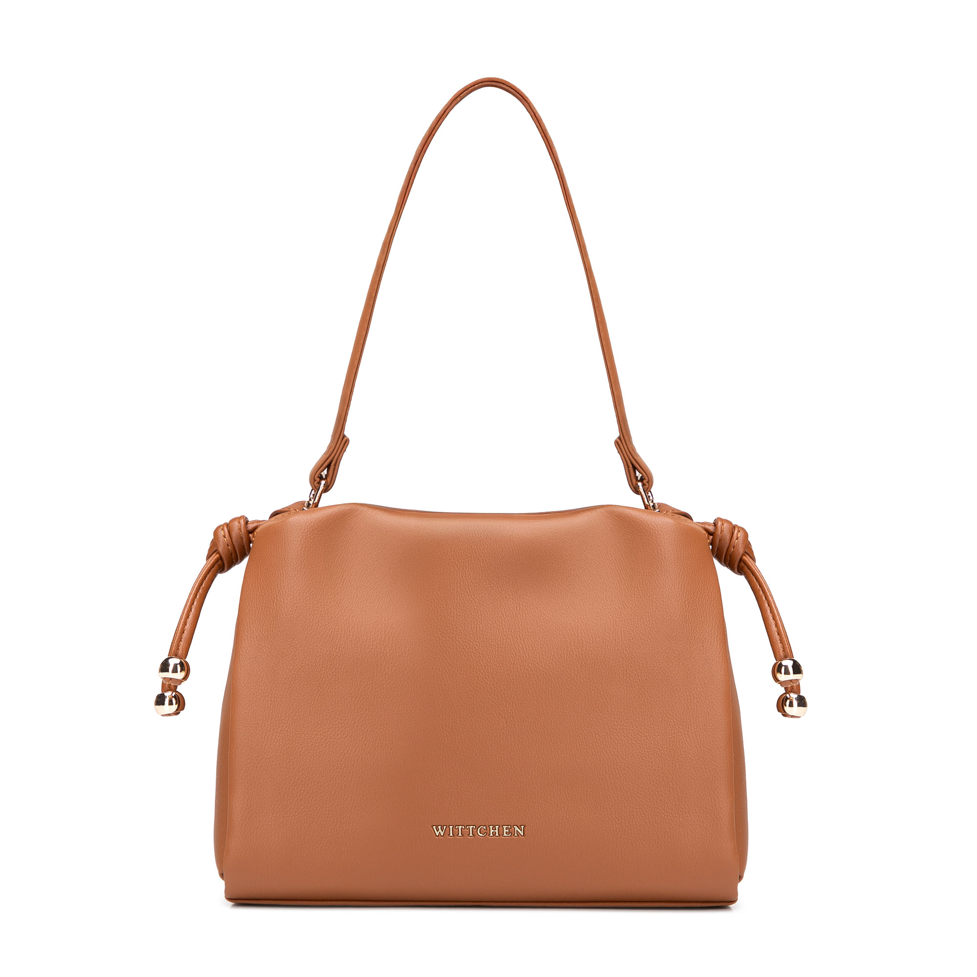 Svetlohnedá crossbody kabelka z imitácie kože so šnúrkami 102-4Y-406-5, Vyberte variant svetlohnedá