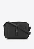 Women's messenger bag with front pocket, black-silver, 29-4Y-001-B1G, Photo 1