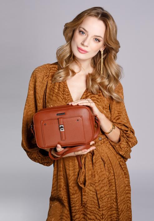 Women's messenger bag with front pocket, cognac, 29-4Y-001-B1G, Photo 15