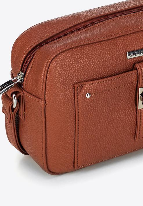 Women's messenger bag with front pocket, cognac, 29-4Y-001-B1G, Photo 4