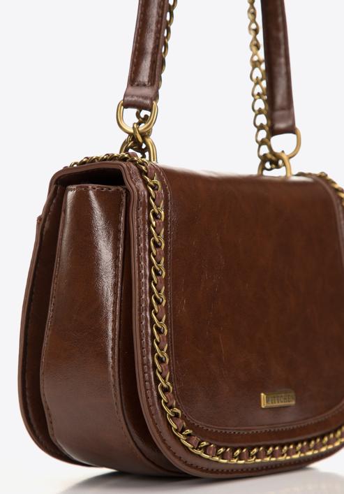 Women's chain crossbody bag, brown, 98-4Y-002-5, Photo 5