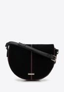 Women's faux leather saddle bag, black, 95-4Y-527-3, Photo 1