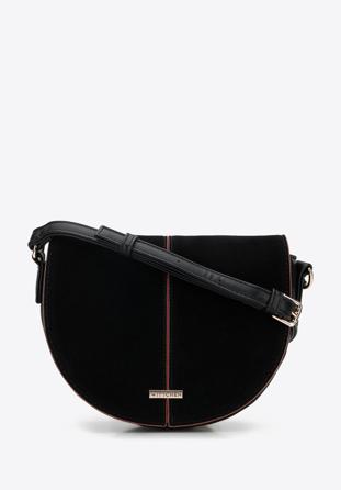 Women's faux leather saddle bag, black, 95-4Y-527-1, Photo 1