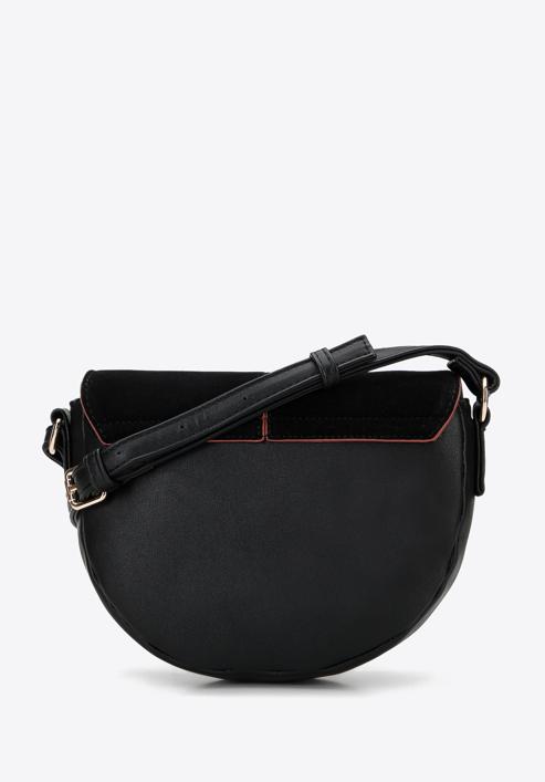 Women's faux leather saddle bag, black, 95-4Y-527-3, Photo 2