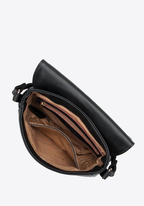 Women's faux leather saddle bag, black, 95-4Y-527-3, Photo 3