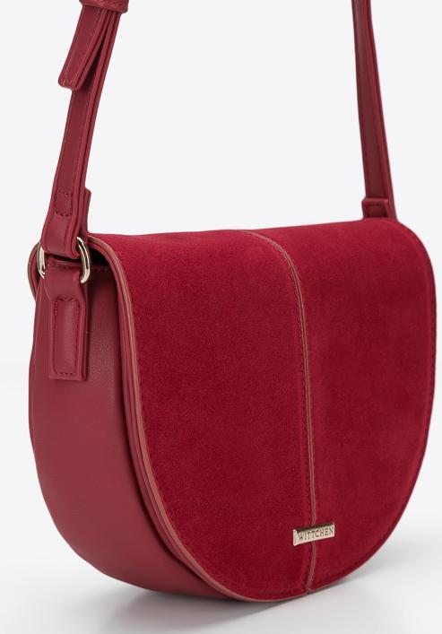 Women's faux leather saddle bag, red, 95-4Y-527-1, Photo 4