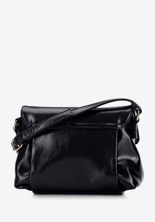 Women's patent leather flap bag with chain detail, black, 95-4Y-415-1, Photo 1