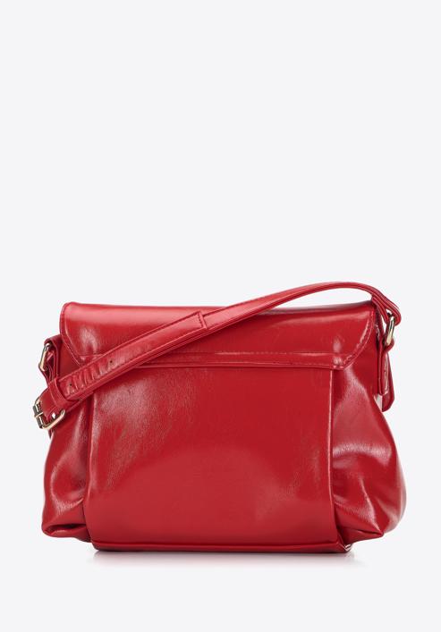 Women's patent leather flap bag with chain detail, red, 95-4Y-415-1, Photo 2