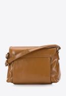 Women's patent leather flap bag with chain detail, brown, 95-4Y-415-9, Photo 2