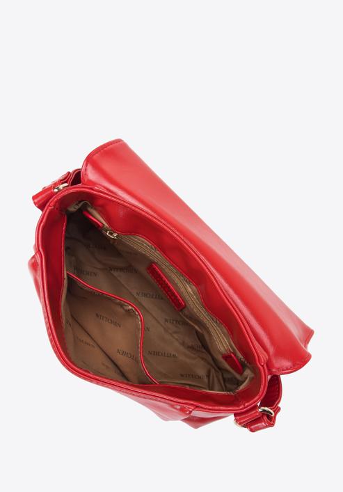 Women's patent leather flap bag with chain detail, red, 95-4Y-415-1, Photo 3