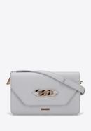 Women's crossbody bag with chain detail, light grey, 96-4Y-625-F, Photo 1