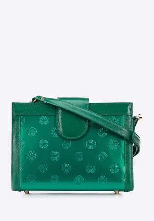 Patent leather cross body bag, green, 34-4-240-00, Photo 1