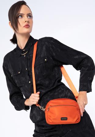 Women's nylon crossbody bag with front pocket, orange, 97-4Y-106-6, Photo 1