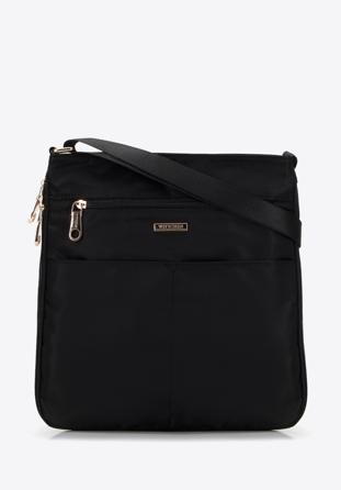 Women's nylon crossbody bag, black-gold, 98-4Y-102-1G, Photo 1