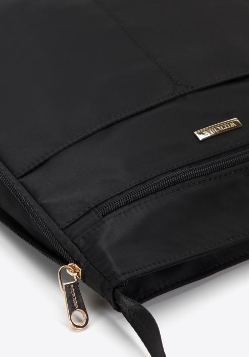 Women's nylon crossbody bag, black-gold, 98-4Y-102-1G, Photo 4