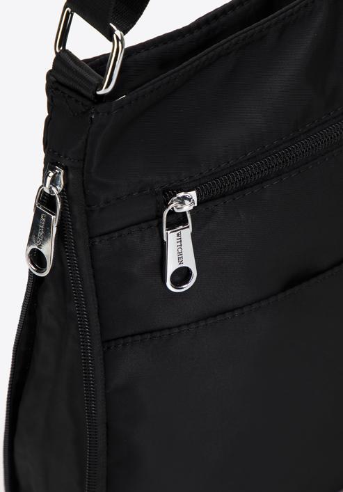 Women's nylon crossbody bag, black-silver, 98-4Y-102-1G, Photo 4