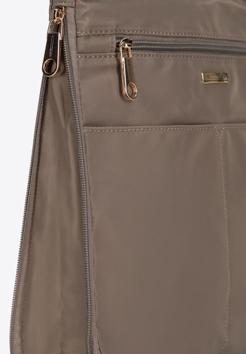 Women's nylon crossbody bag, beige grey, 98-4Y-102-1S, Photo 4