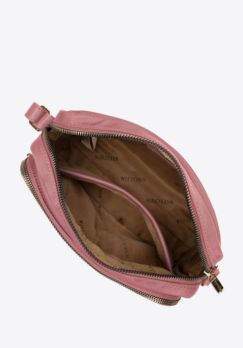 Women's nylon and faux leather crossbody bag, pink, 97-4Y-103-7, Photo 3