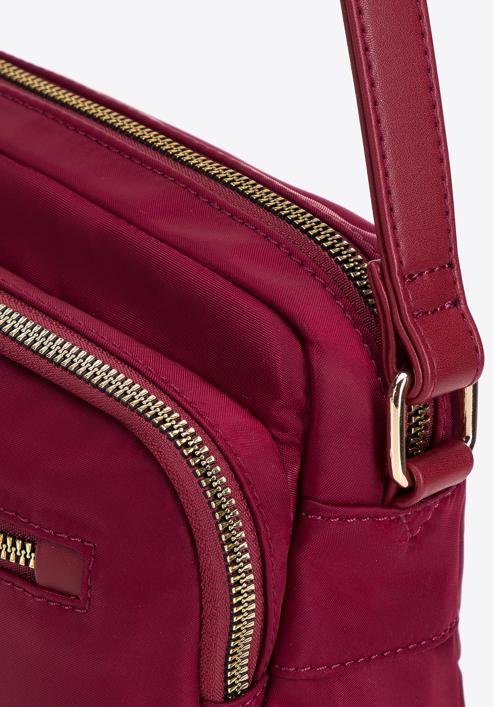Women's nylon and faux leather crossbody bag, burgundy, 97-4Y-103-7, Photo 4
