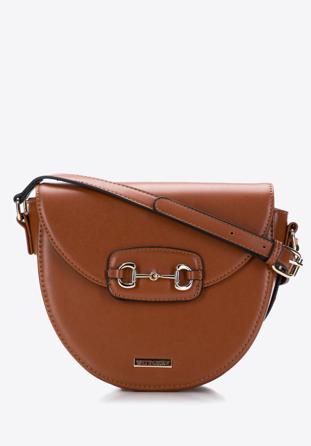 Women's crossbody bag with decorative buckle, brown, 97-4Y-762-5, Photo 1